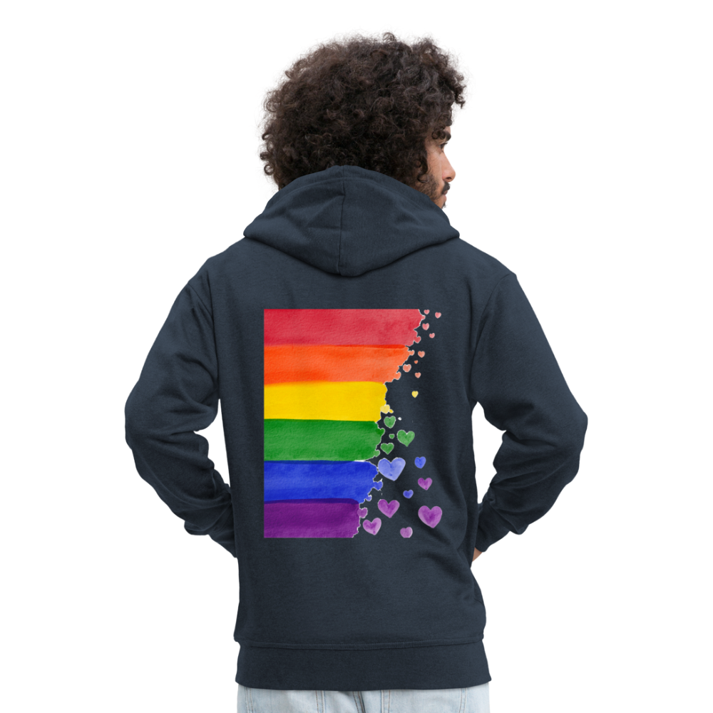 Männer Premium Kapuzenjacke - LGBT Streifen - Navy