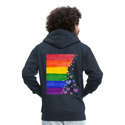 Männer Premium Kapuzenjacke - LGBT Streifen - Navy