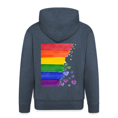 Männer Premium Kapuzenjacke - LGBT Streifen - Jeansblau