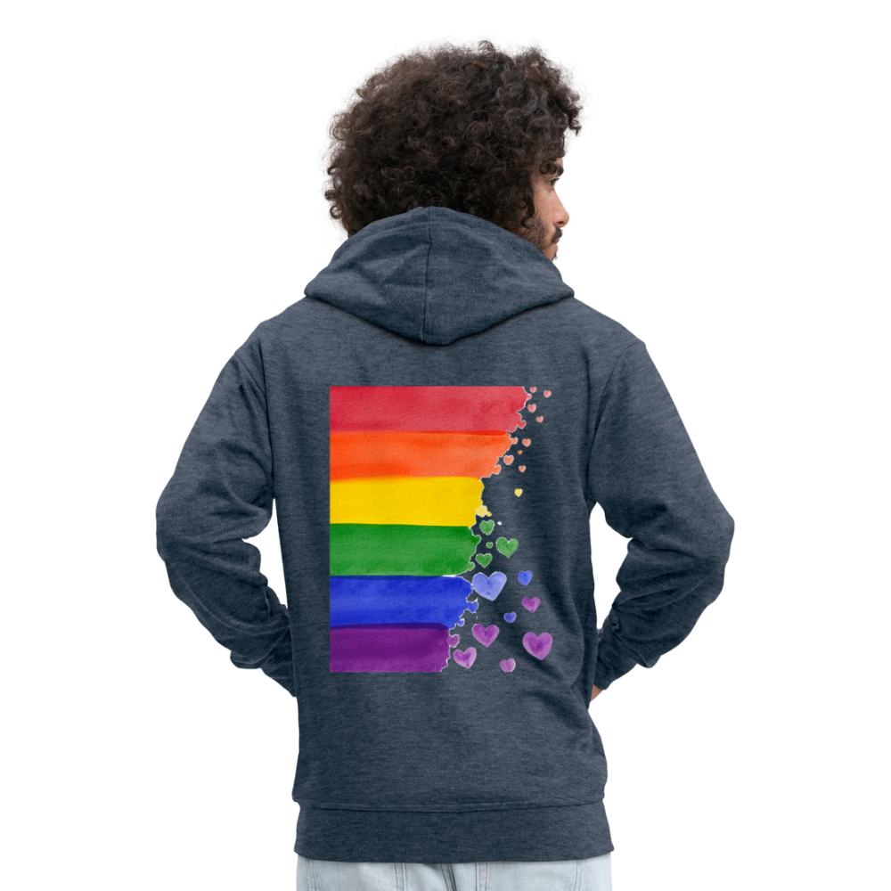 Männer Premium Kapuzenjacke - LGBT Streifen - Jeansblau