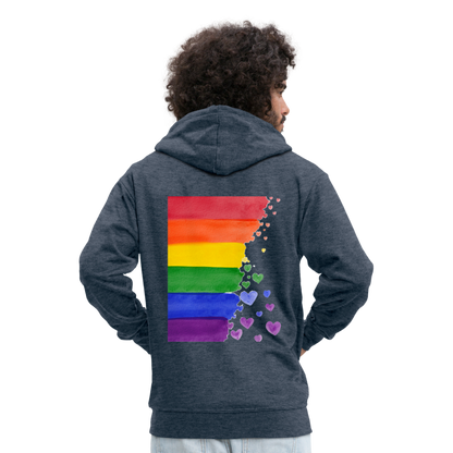 Männer Premium Kapuzenjacke - LGBT Streifen - Jeansblau