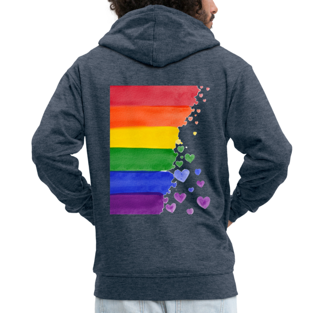 Männer Premium Kapuzenjacke - LGBT Streifen - Jeansblau