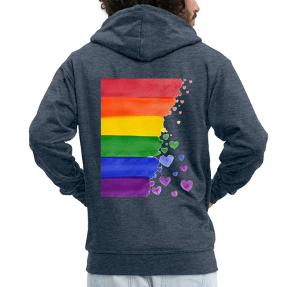 Männer Premium Kapuzenjacke - LGBT Streifen - Jeansblau