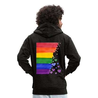 Männer Premium Kapuzenjacke - LGBT Streifen - Anthrazit