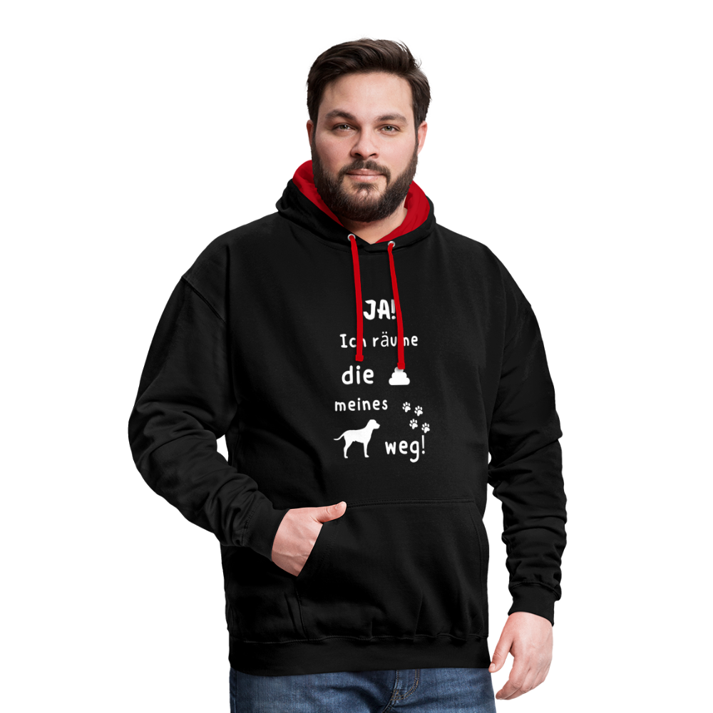 Kontrast-Hoodie - Hund Spruch - Schwarz/Rot