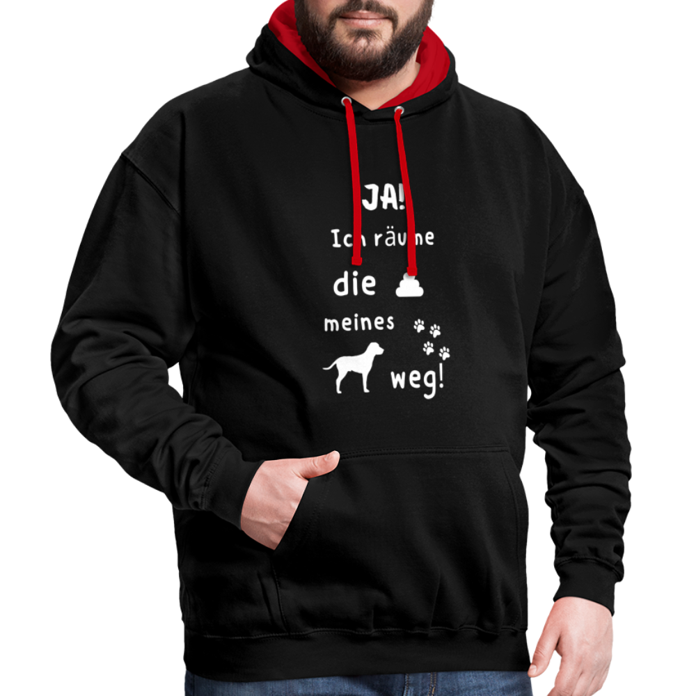 Kontrast-Hoodie - Hund Spruch - Schwarz/Rot