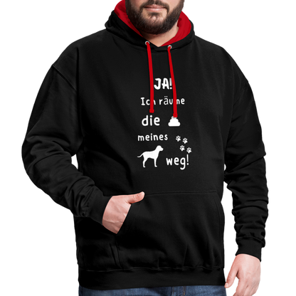 Kontrast-Hoodie - Hund Spruch - Schwarz/Rot