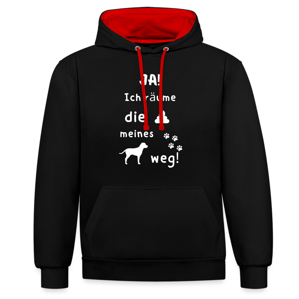 Kontrast-Hoodie - Hund Spruch - Schwarz/Rot