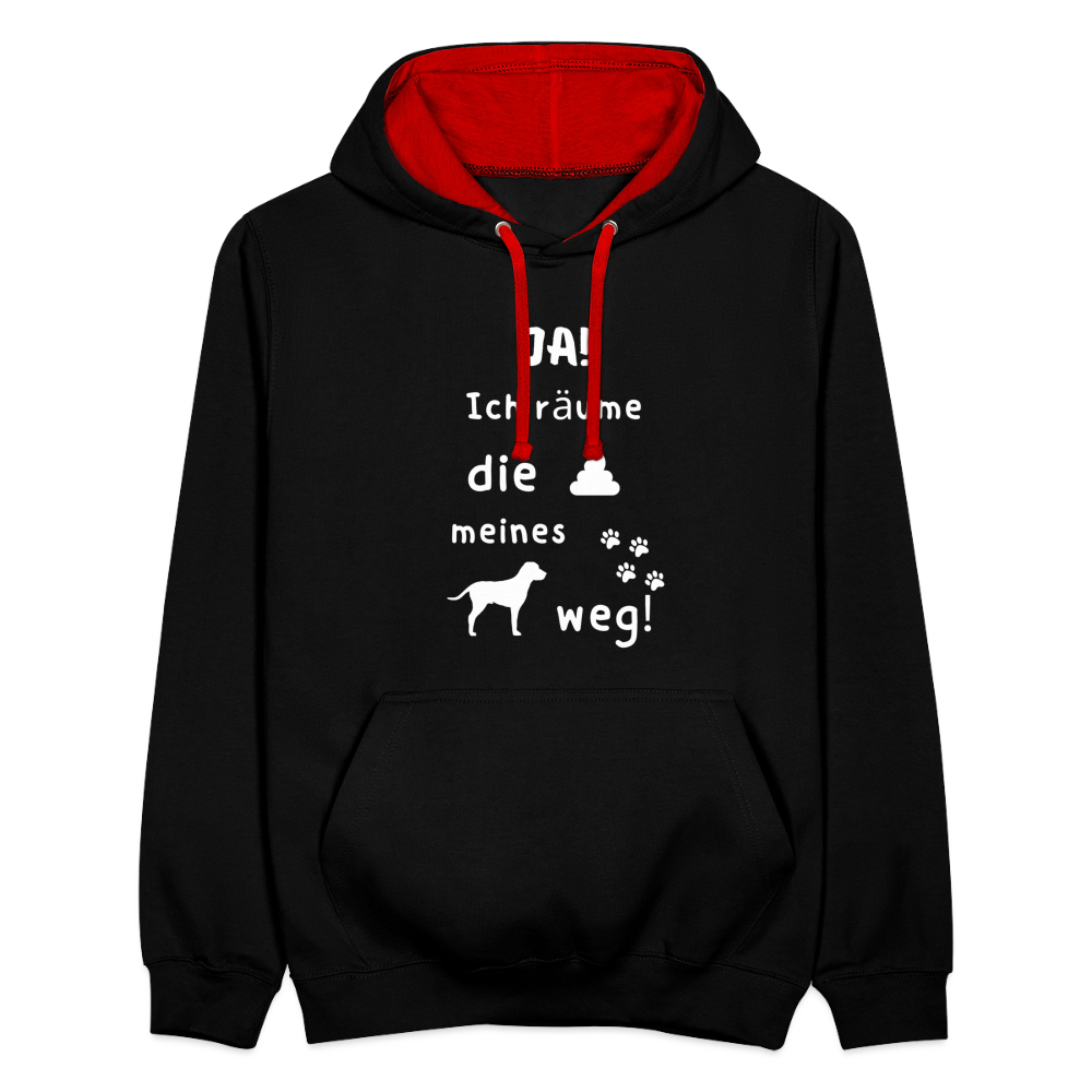 Kontrast-Hoodie - Hund Spruch - Schwarz/Rot