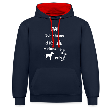 Kontrast-Hoodie - Hund Spruch - Navy/Rot