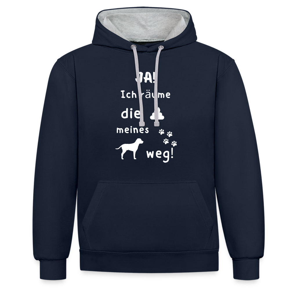 Kontrast-Hoodie - Hund Spruch - Navy/Grau meliert