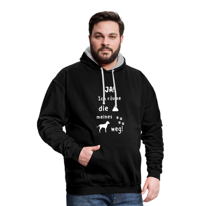 Kontrast-Hoodie - Hund Spruch - Schwarz/Grau meliert