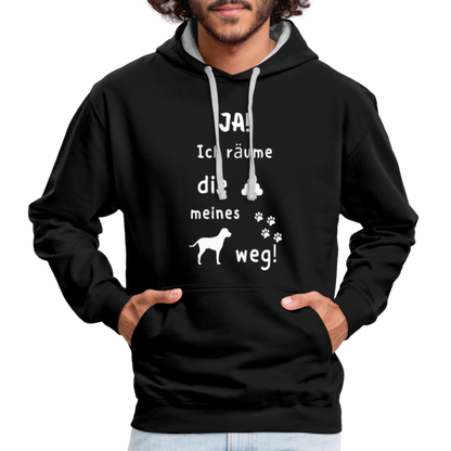 Kontrast-Hoodie - Hund Spruch - Schwarz/Grau meliert