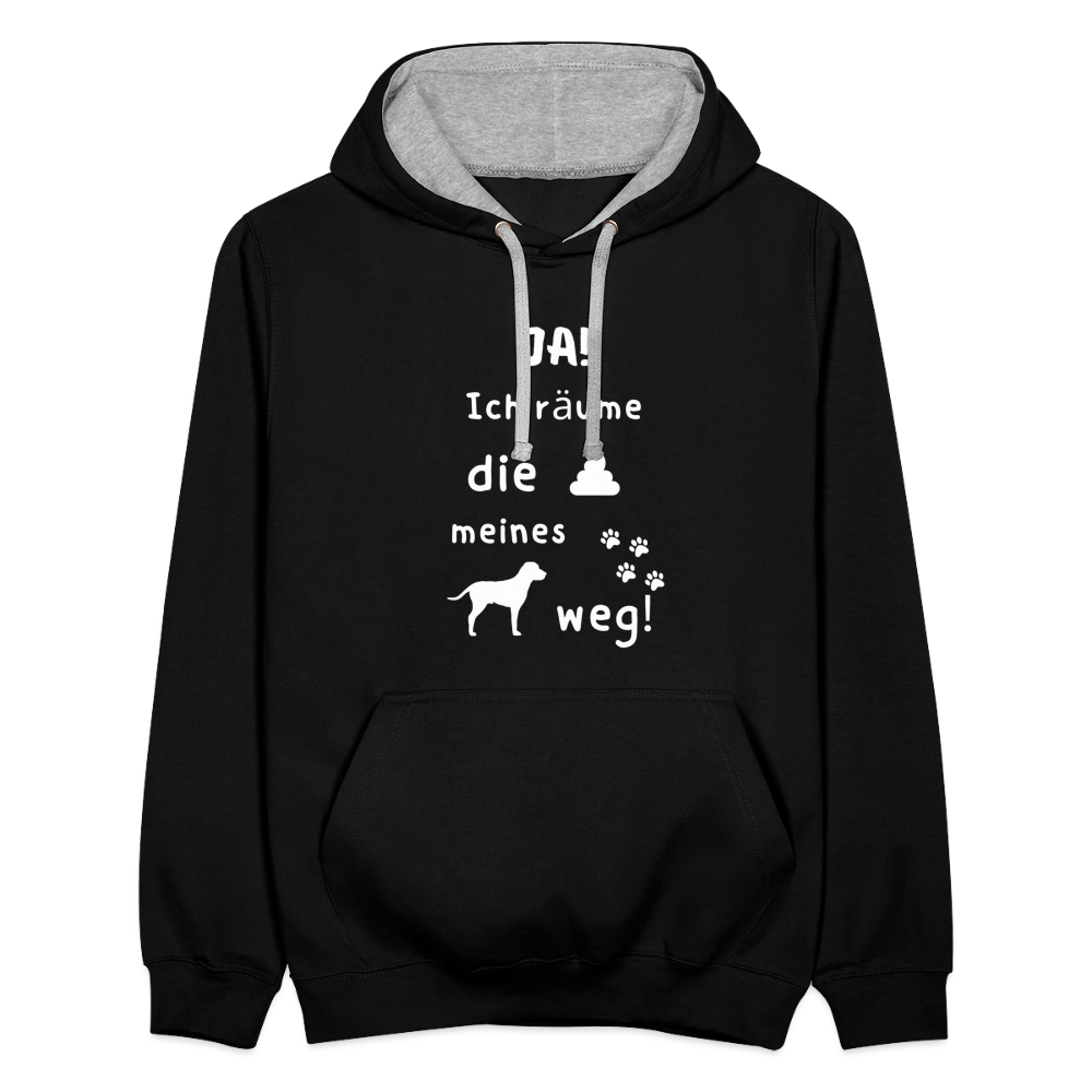 Kontrast-Hoodie - Hund Spruch - Schwarz/Grau meliert