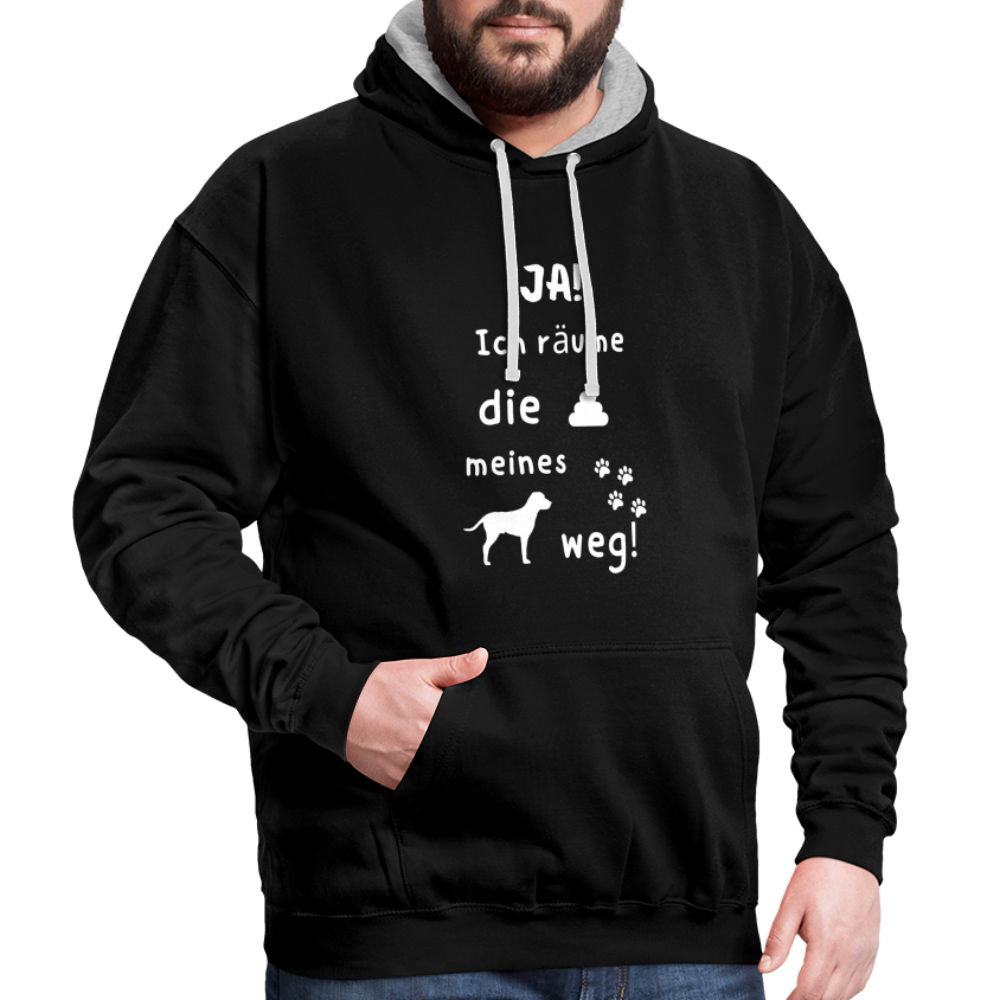 Kontrast-Hoodie - Hund Spruch - Schwarz/Grau meliert