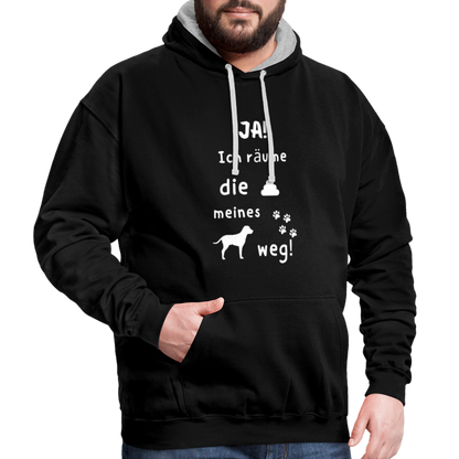 Kontrast-Hoodie - Hund Spruch - Schwarz/Grau meliert