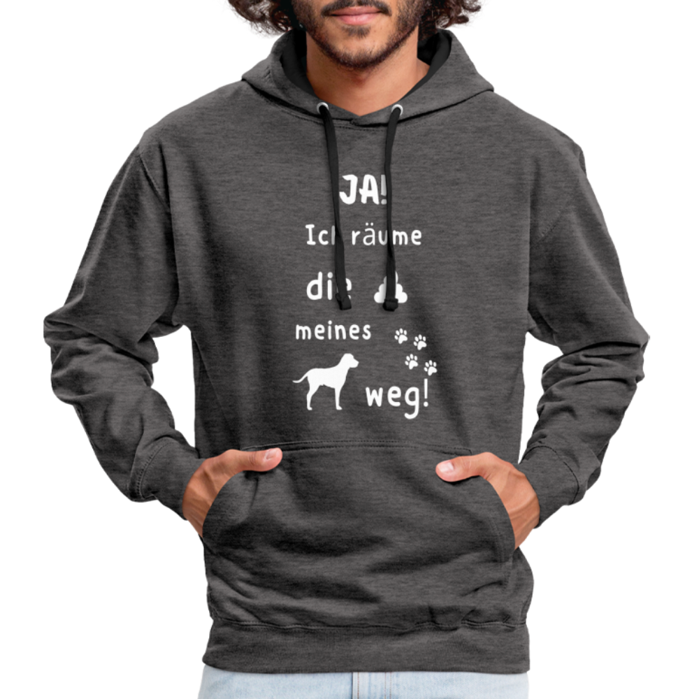 Kontrast-Hoodie - Hund Spruch - Anthrazit/Schwarz