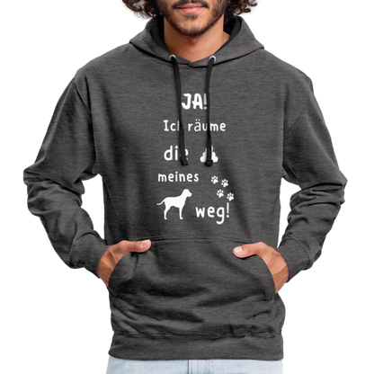 Kontrast-Hoodie - Hund Spruch - Anthrazit/Schwarz