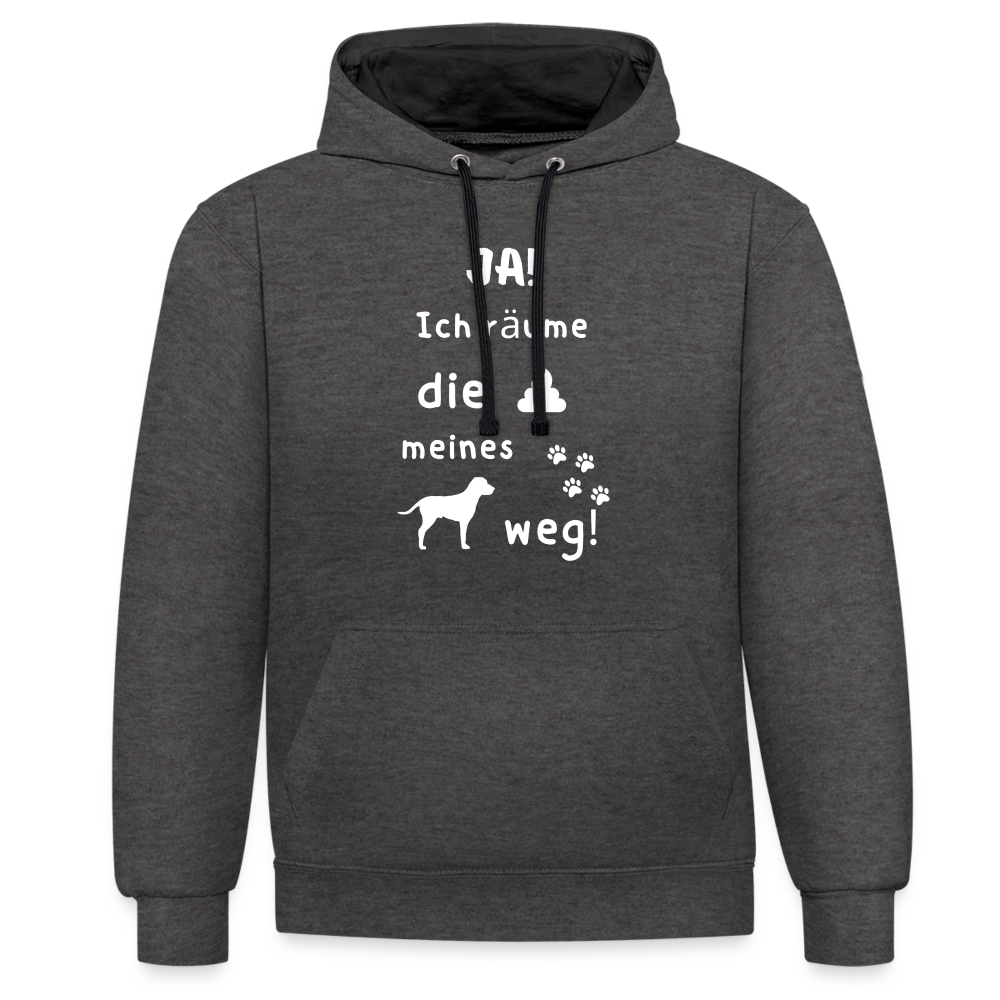 Kontrast-Hoodie - Hund Spruch - Anthrazit/Schwarz