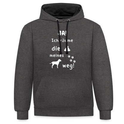 Kontrast-Hoodie - Hund Spruch - Anthrazit/Schwarz