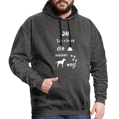 Kontrast-Hoodie - Hund Spruch - Anthrazit/Schwarz