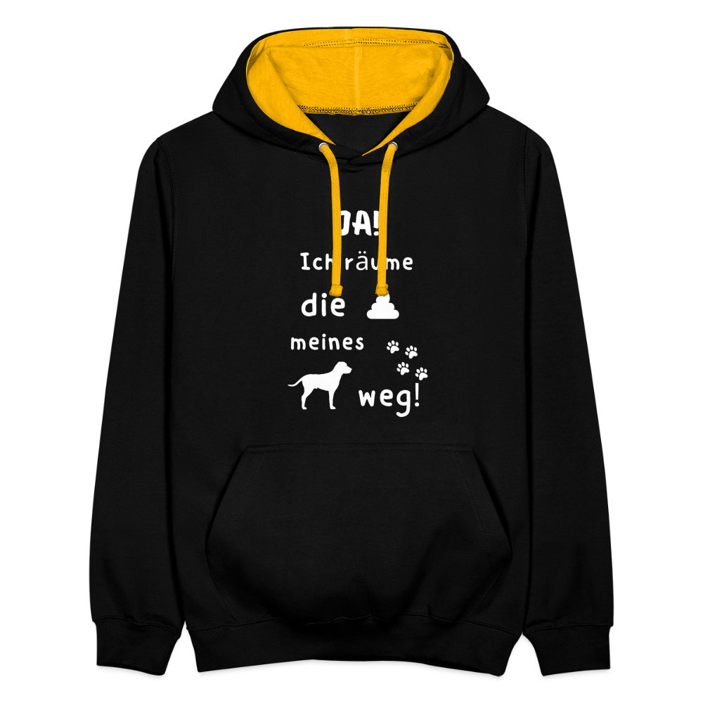 Kontrast-Hoodie - Hund Spruch - Schwarz/Gold