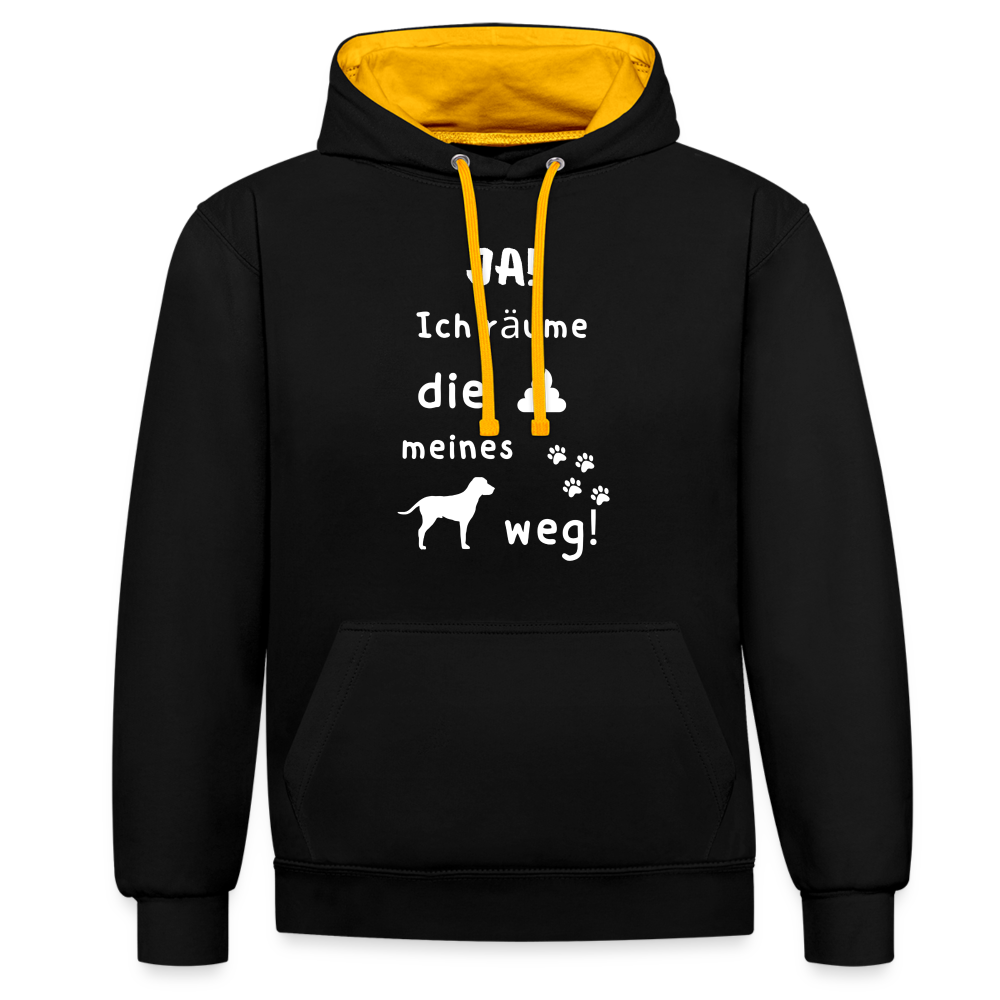 Kontrast-Hoodie - Hund Spruch - Schwarz/Gold