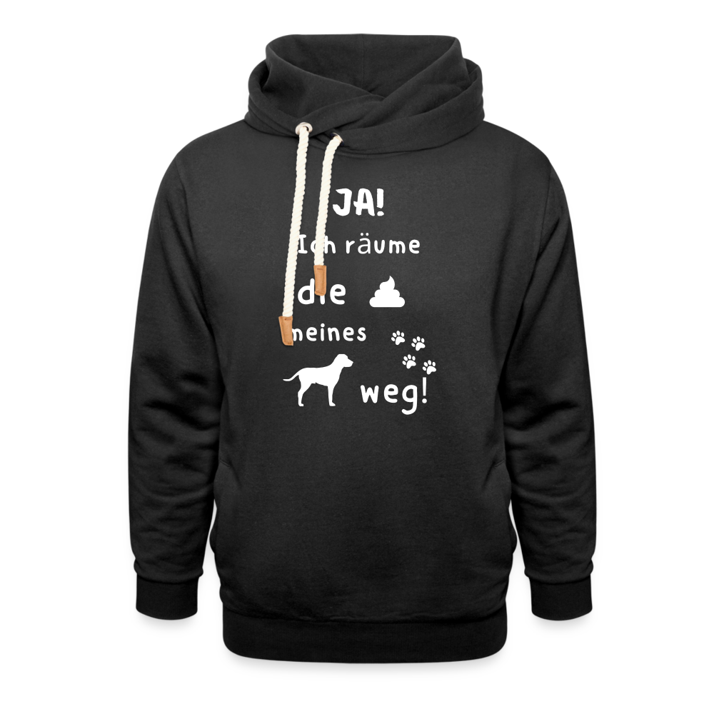 Unisex Schalkragen Hoodie - Hund Spruch - Schwarz