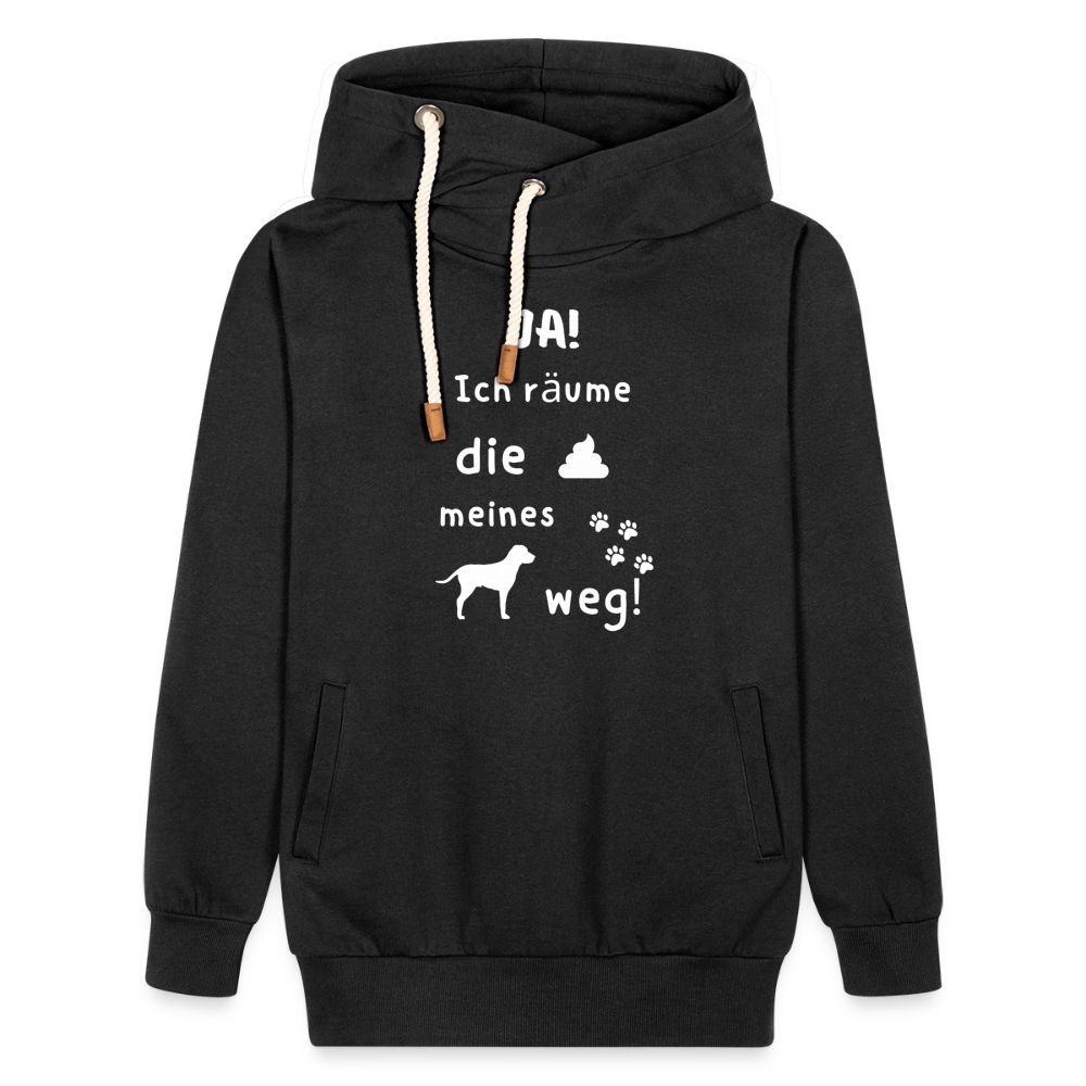 Unisex Schalkragen Hoodie - Hund Spruch - Schwarz