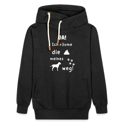 Unisex Schalkragen Hoodie - Hund Spruch - Schwarz