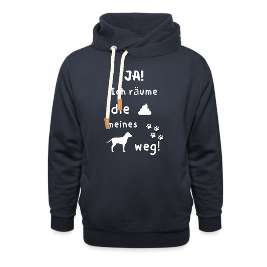 Unisex Schalkragen Hoodie - Hund Spruch - Navy