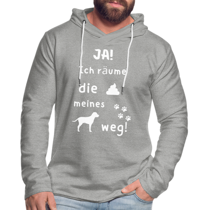 Leichtes Kapuzensweatshirt Unisex - Hund Spruch - Grau meliert