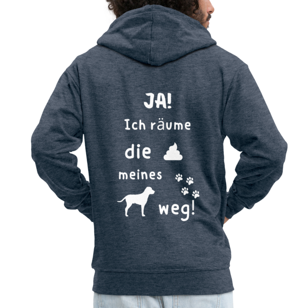 Männer Premium Kapuzenjacke - Hund Spruch - Jeansblau