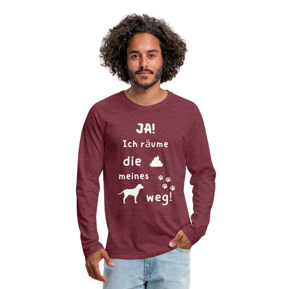 Männer Premium Langarmshirt - Hund Spruch - Bordeauxrot meliert