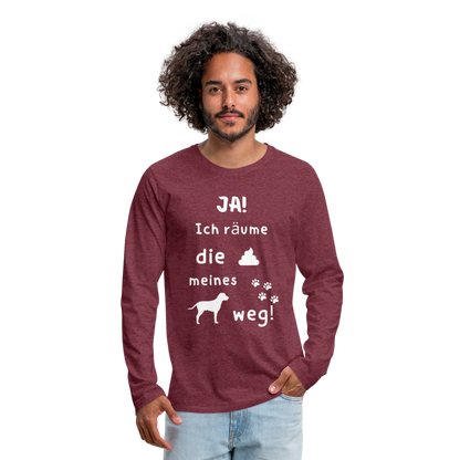 Männer Premium Langarmshirt - Hund Spruch - Bordeauxrot meliert