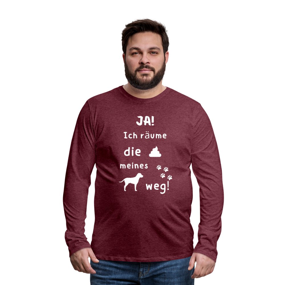 Männer Premium Langarmshirt - Hund Spruch - Bordeauxrot meliert