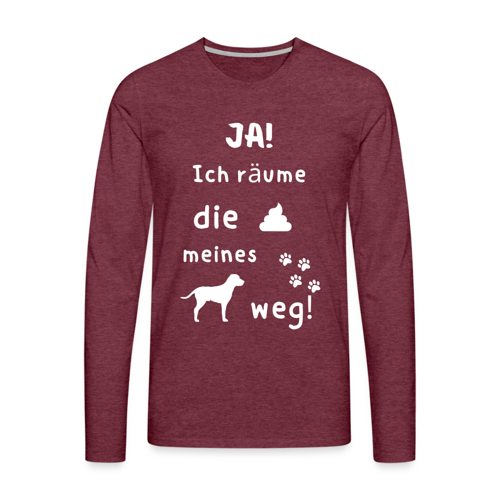 Männer Premium Langarmshirt - Hund Spruch - Bordeauxrot meliert