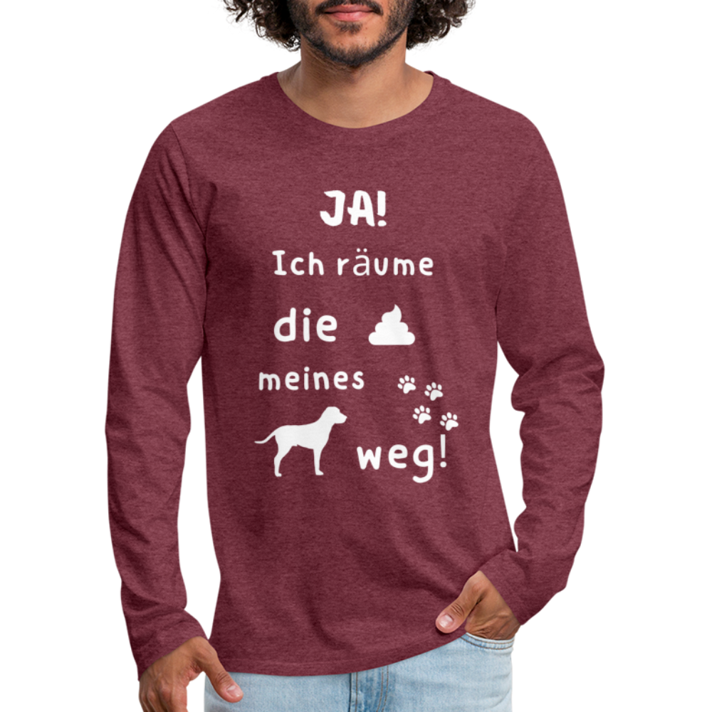 Männer Premium Langarmshirt - Hund Spruch - Bordeauxrot meliert