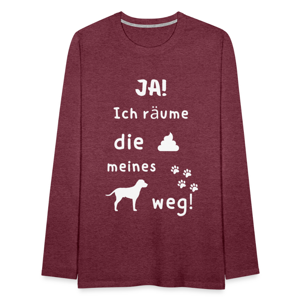 Männer Premium Langarmshirt - Hund Spruch - Bordeauxrot meliert