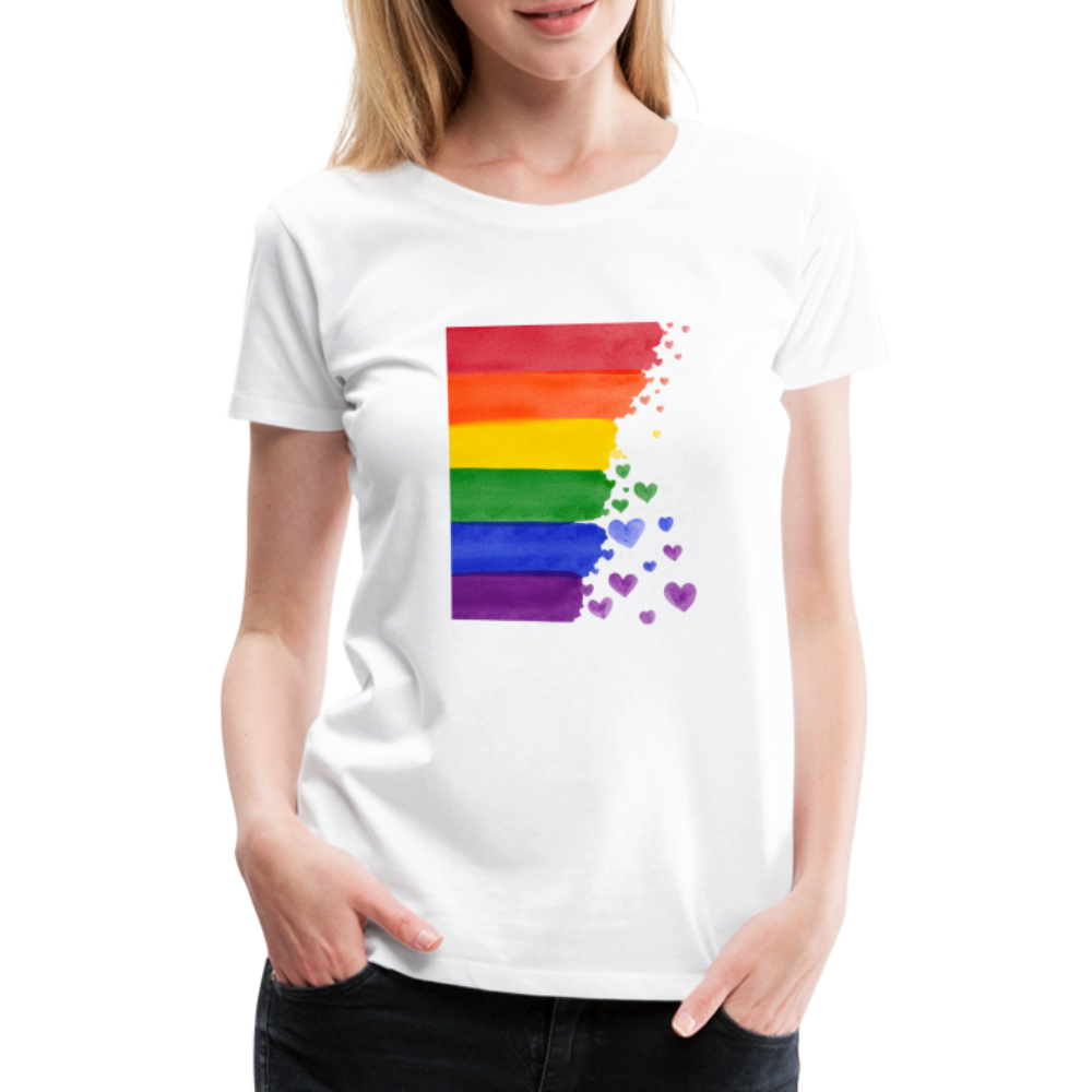 Frauen Premium T-Shirt - LGBT Streifen - weiß