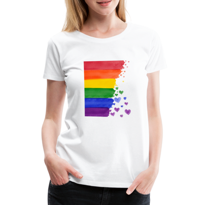 Frauen Premium T-Shirt - LGBT Streifen - weiß