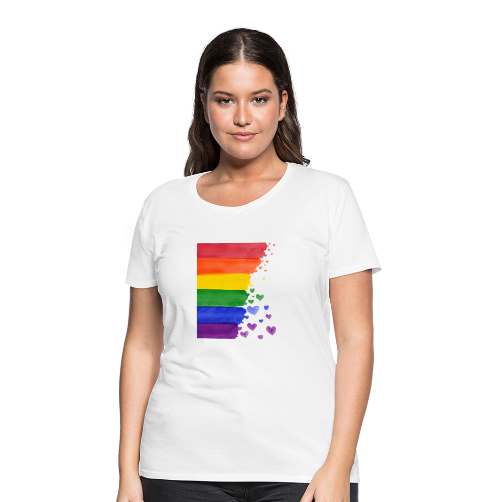 Frauen Premium T-Shirt - LGBT Streifen - weiß