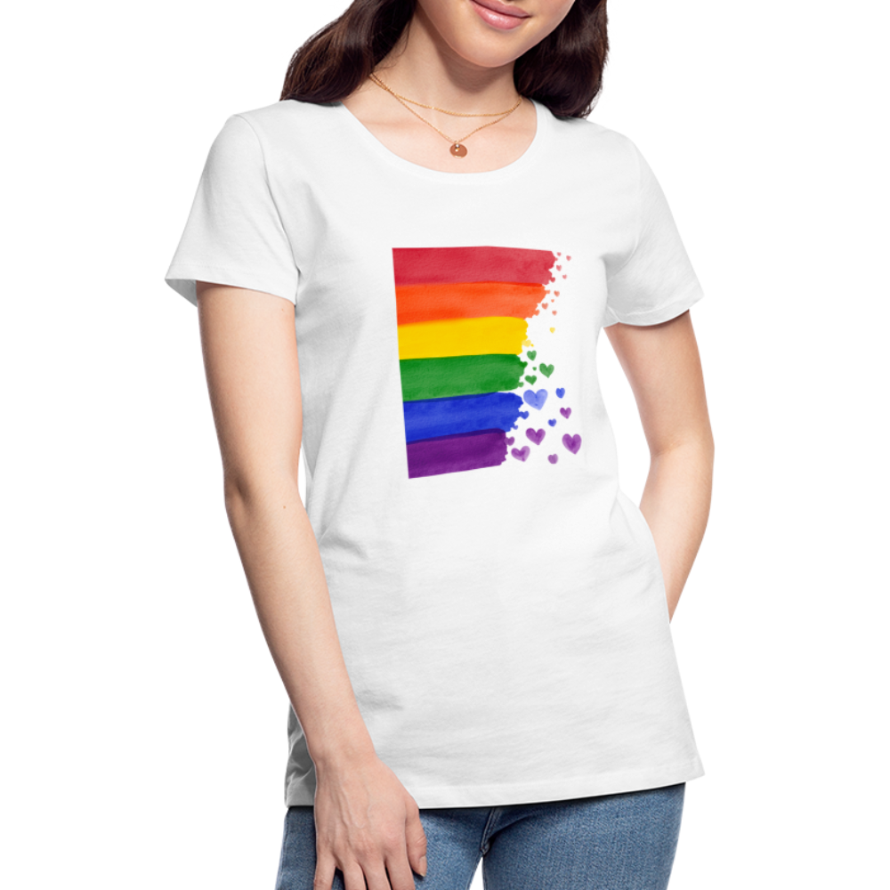 Frauen Premium T-Shirt - LGBT Streifen - weiß