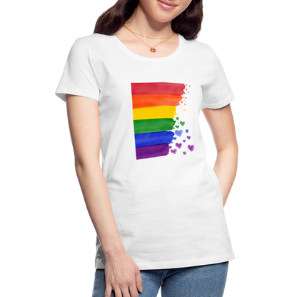 Frauen Premium T-Shirt - LGBT Streifen - weiß