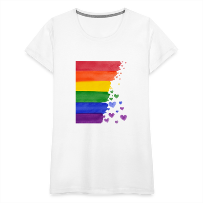 Frauen Premium T-Shirt - LGBT Streifen - weiß