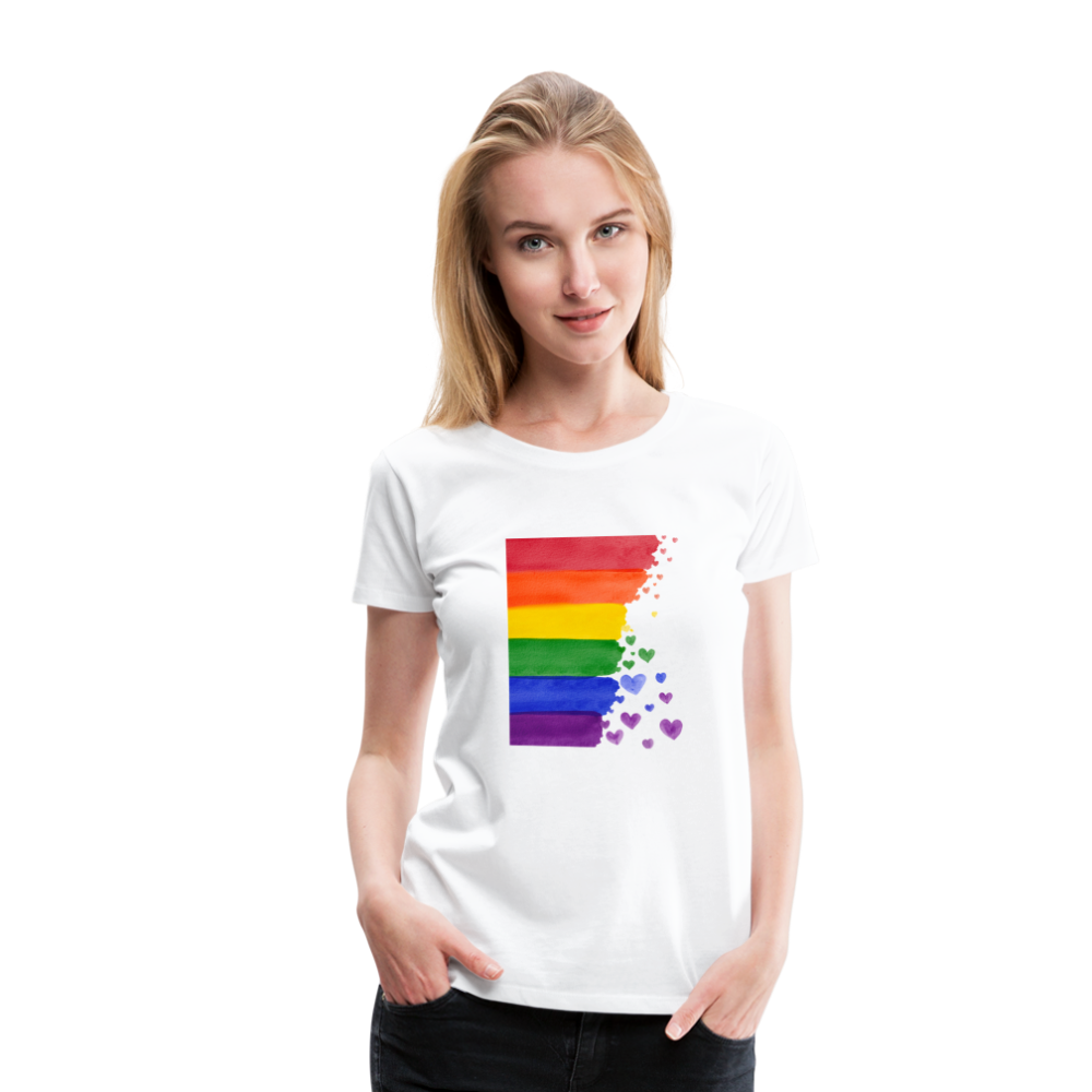 Frauen Premium T-Shirt - LGBT Streifen - weiß