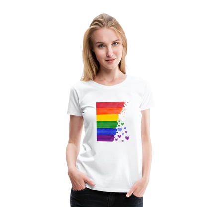 Frauen Premium T-Shirt - LGBT Streifen - weiß