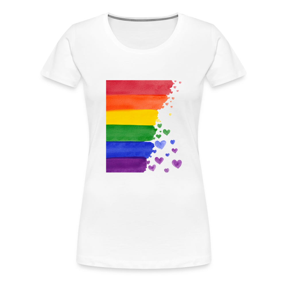 Frauen Premium T-Shirt - LGBT Streifen - weiß