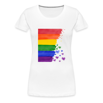 Frauen Premium T-Shirt - LGBT Streifen - weiß