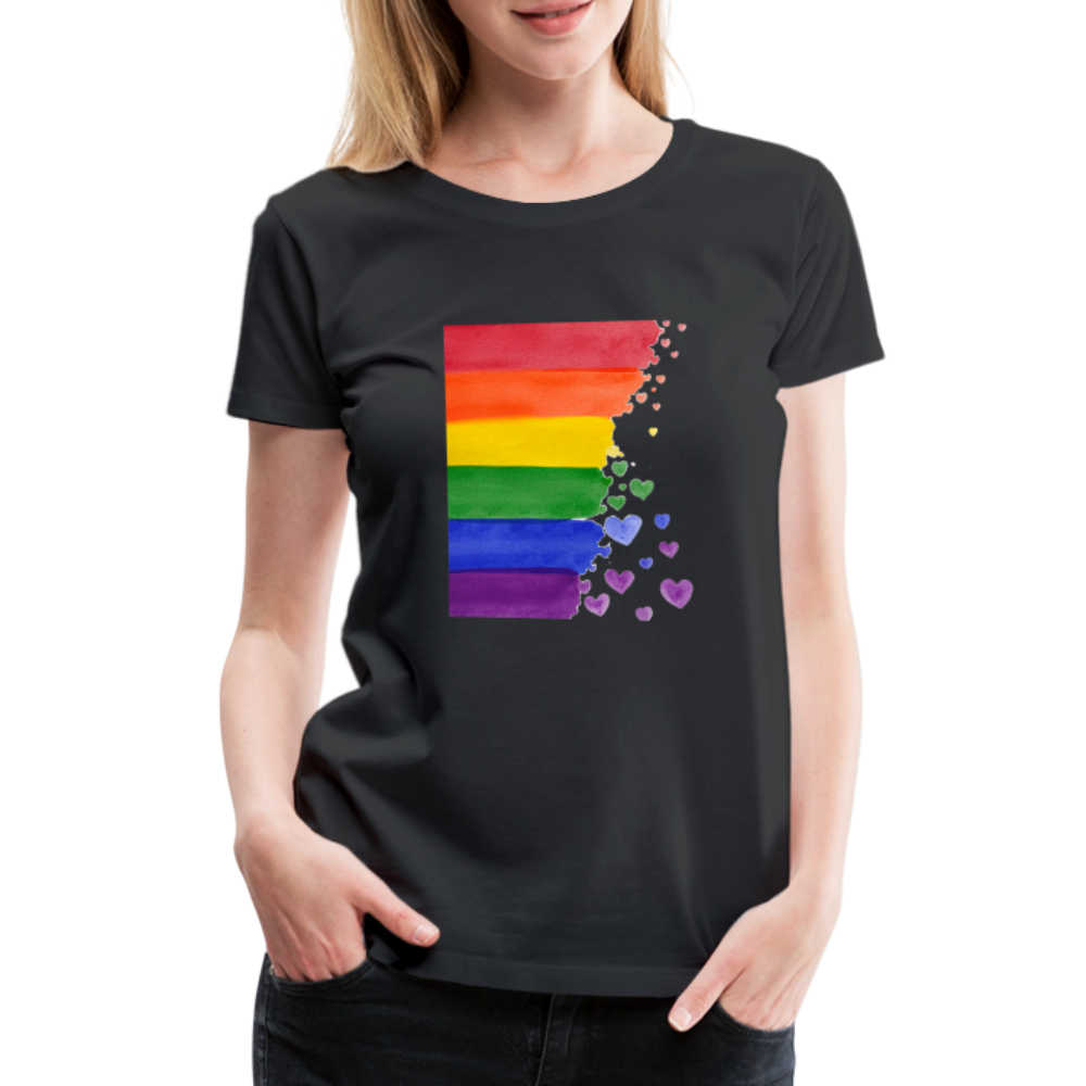 Frauen Premium T-Shirt - LGBT Streifen - Schwarz